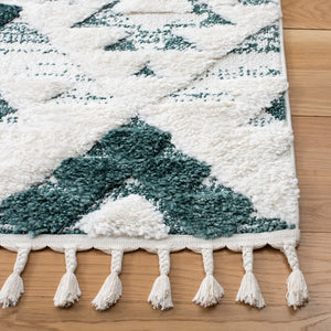 Cream & Teal Shag Runner