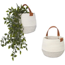 Load image into Gallery viewer, Woven Cotton Hanging Planter-Grey/White