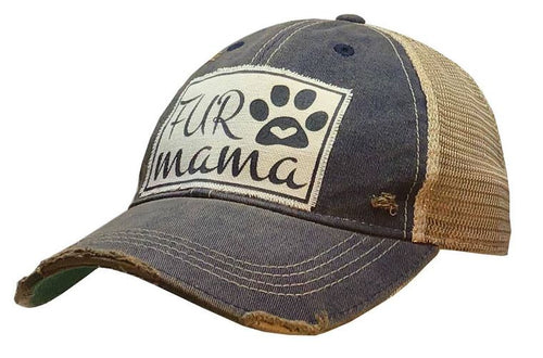 Distressed Trucker Cap-Fur Mama