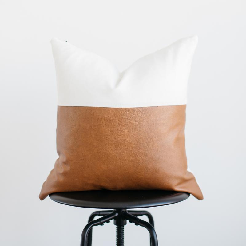 Reno Faux Leather Pillow Cover - Black & White Interiors