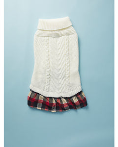 Red Plaid Knit Pet Sweater