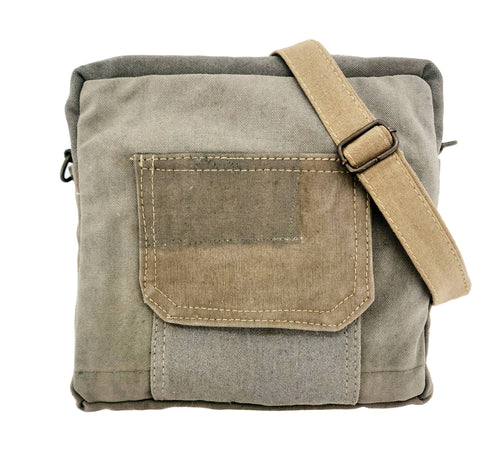 Recycled Military Tent Crossbody w/ Flap Pocket