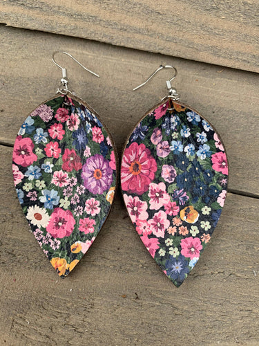 Spring Floral Leather Earrings