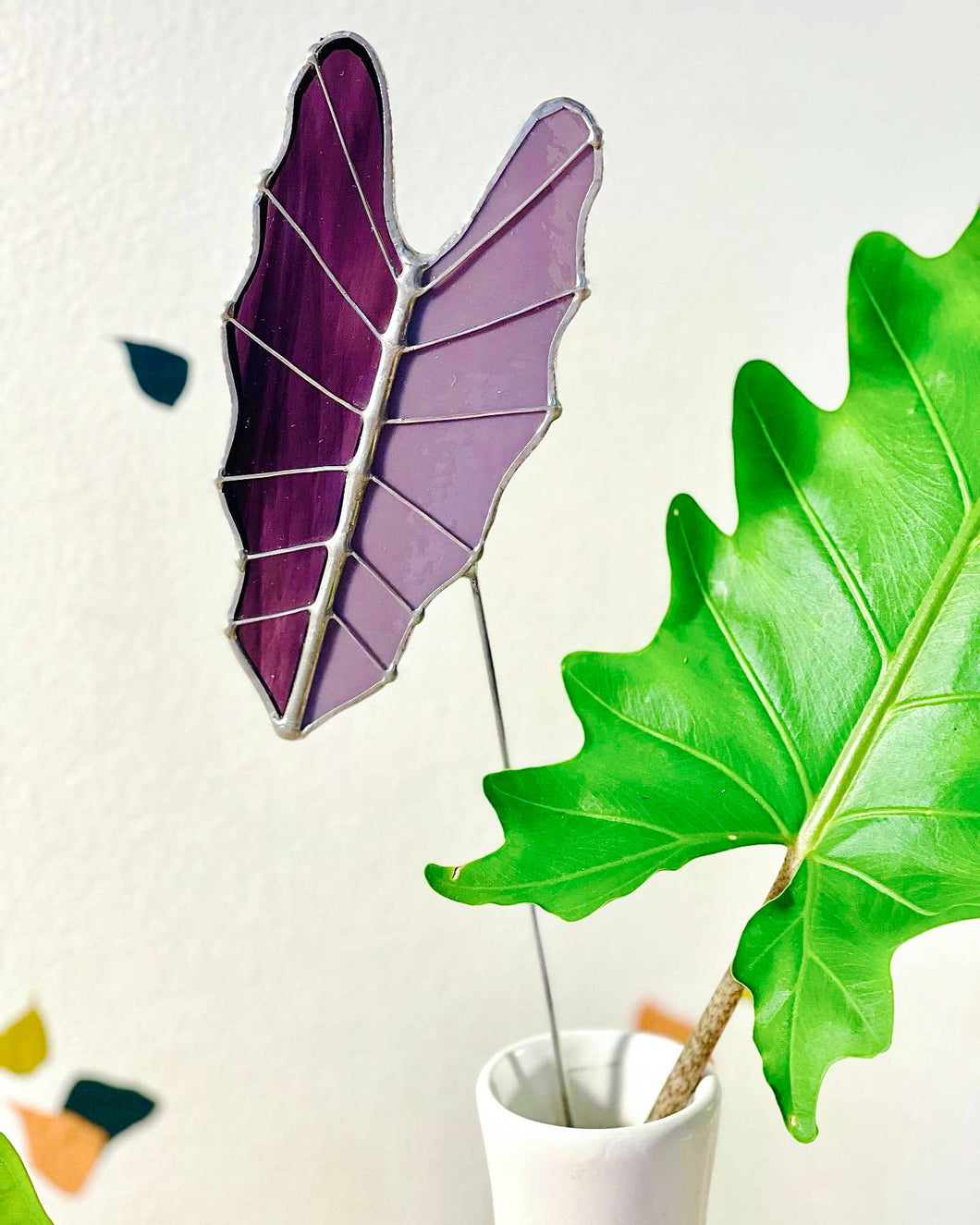 Large Stained Glass Alocasia Leaf