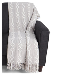 Tribal Inspired Throw Blanket-Gray & White