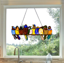 Load image into Gallery viewer, Multicolor Birds on Branch Stained Glass Window Panel