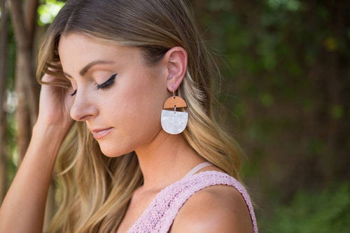 Ivory Wood and Acrylic Deco Earrings