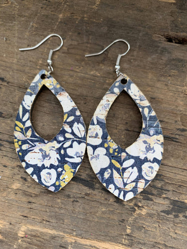 Blue Poppy Cork Teardrop Earrings