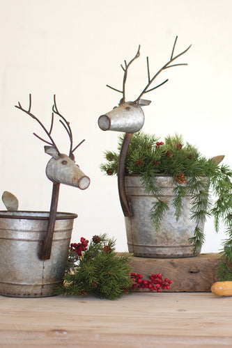 Metal Deer Planters S/2