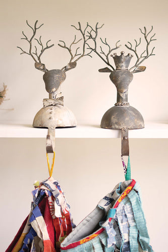 Metal Deer Stocking Holders-Set of 2