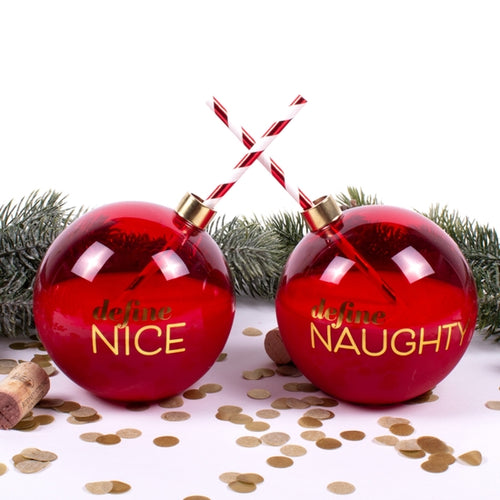 Naughty Nice Ornament Drink Set Of 2