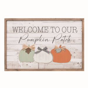 Wood Slat Pumpkin Patch Framed Wall Art