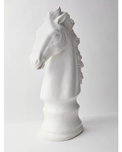 White Chess Horse Head Statue