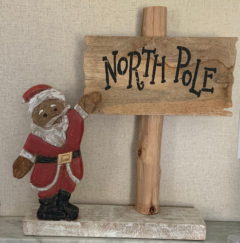 Hand Carved Mango Wood North Pole