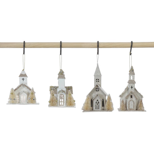 LED Paper Church Ornament with Trees