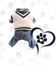 Load image into Gallery viewer, Doggie Outfit-Black White Plaid With Jeans
