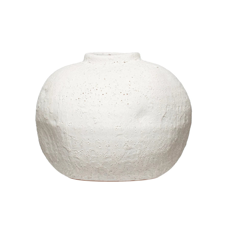 Terracotta Vase with White Volcano Finish