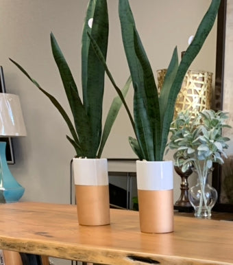 Artificial Snake Plant In Copper Vase