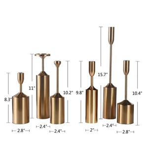 Gold Metal Candle Sticks-Set of 6