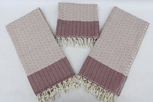 Load image into Gallery viewer, Turkish Hand Towel- Burgundy and Cream