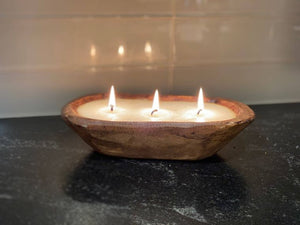 Dough Bowl Candle- Wood Stained