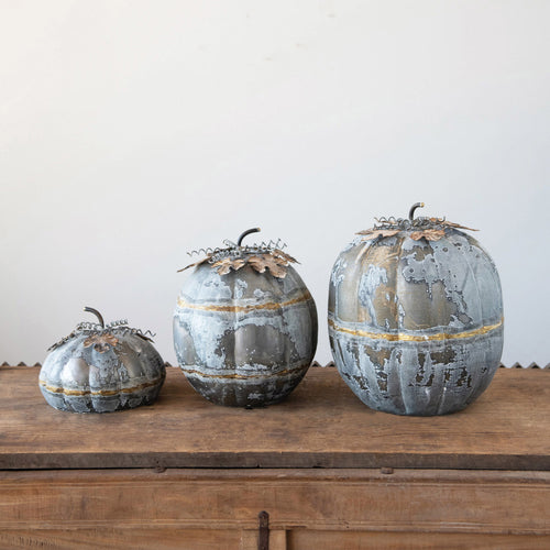 Distressed Galvanized Metal Pumpkin