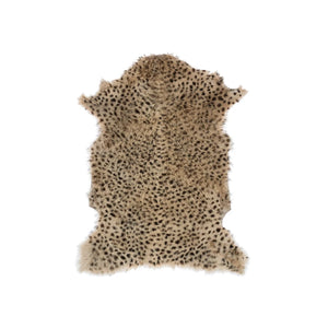 Goat Fur Rug with Leopard Print