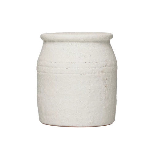 Distressed White Terracotta Crock