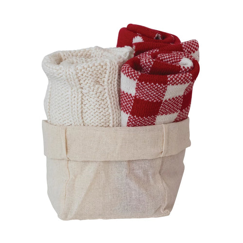 Red Knit Dish Cloths with Patterns