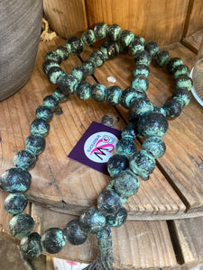 Green Rustic Beads With Tassel