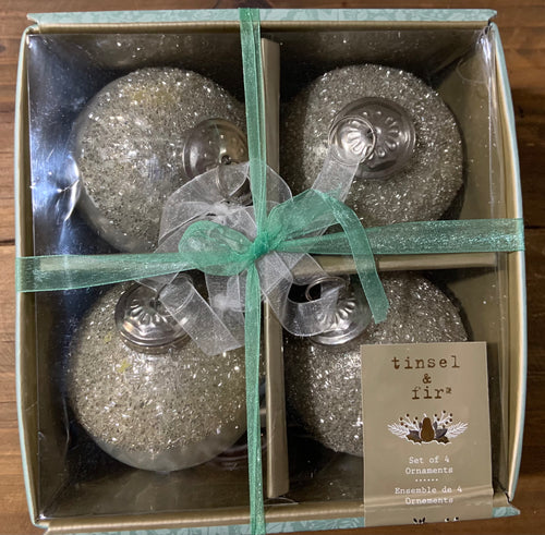 Silver Glitter Ornament Set