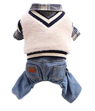 Load image into Gallery viewer, Doggie Outfit-Black White Plaid With Jeans