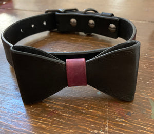 Black Leather Bow Tie Collar