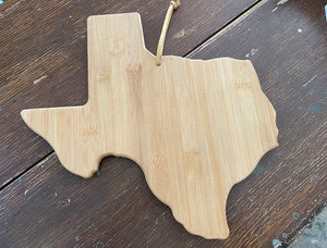 Texas Shaped Bamboo Cutting Board