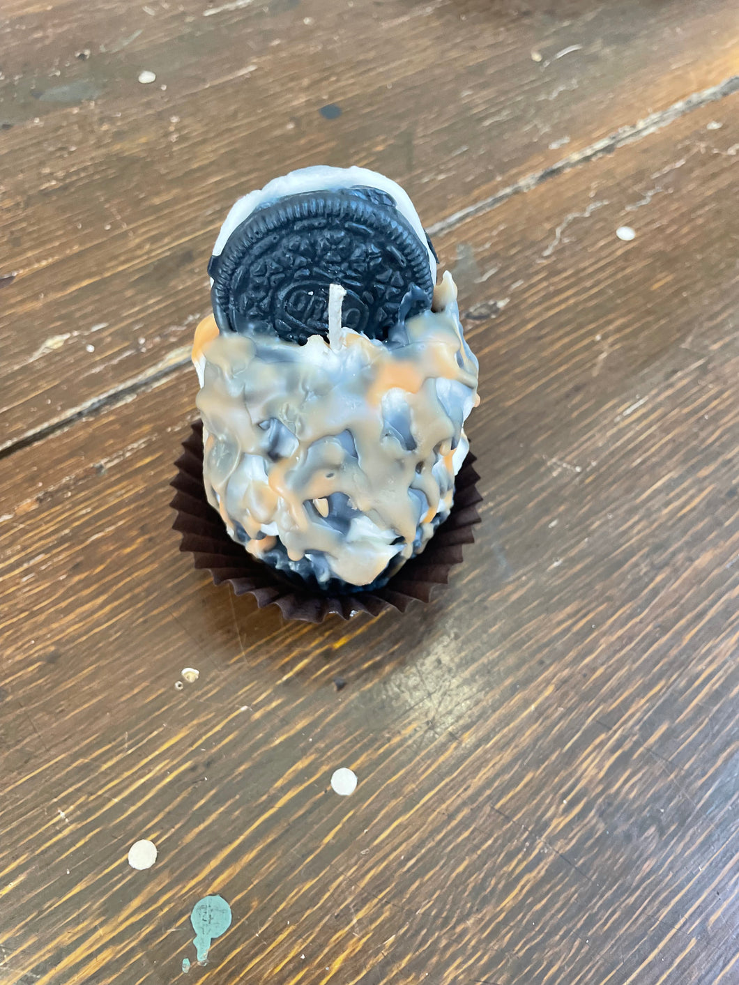 Oreo Cookie With Chocolate & Carmel Drizzle Cupcake Candle