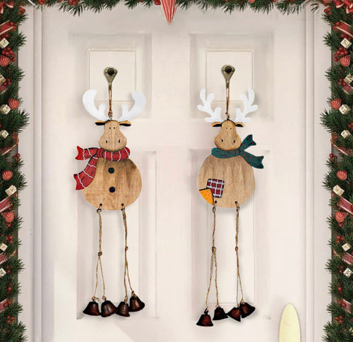 Handmade Hanging Wood Reindeer Set
