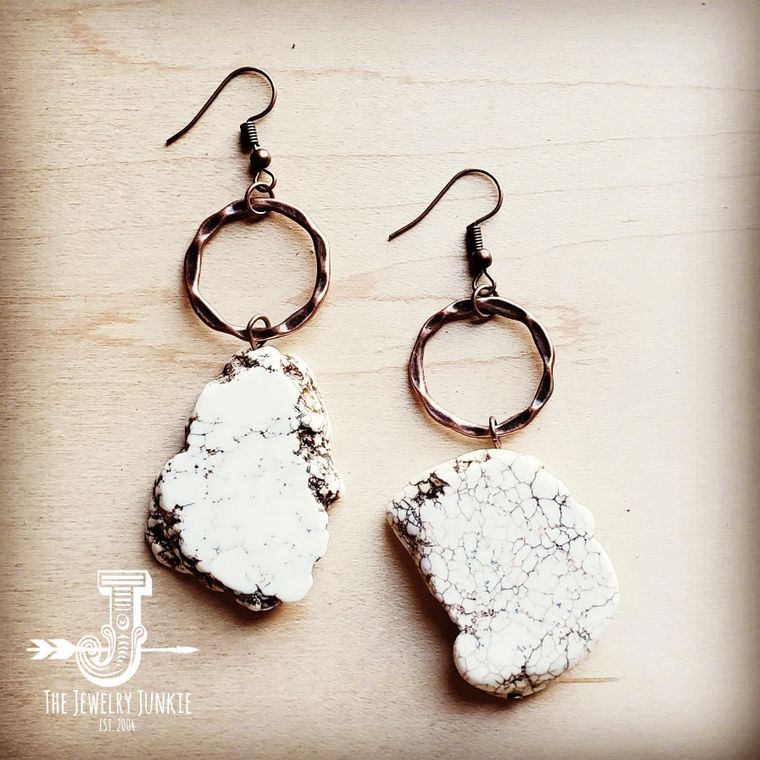 White Turquoise Slab Earrings